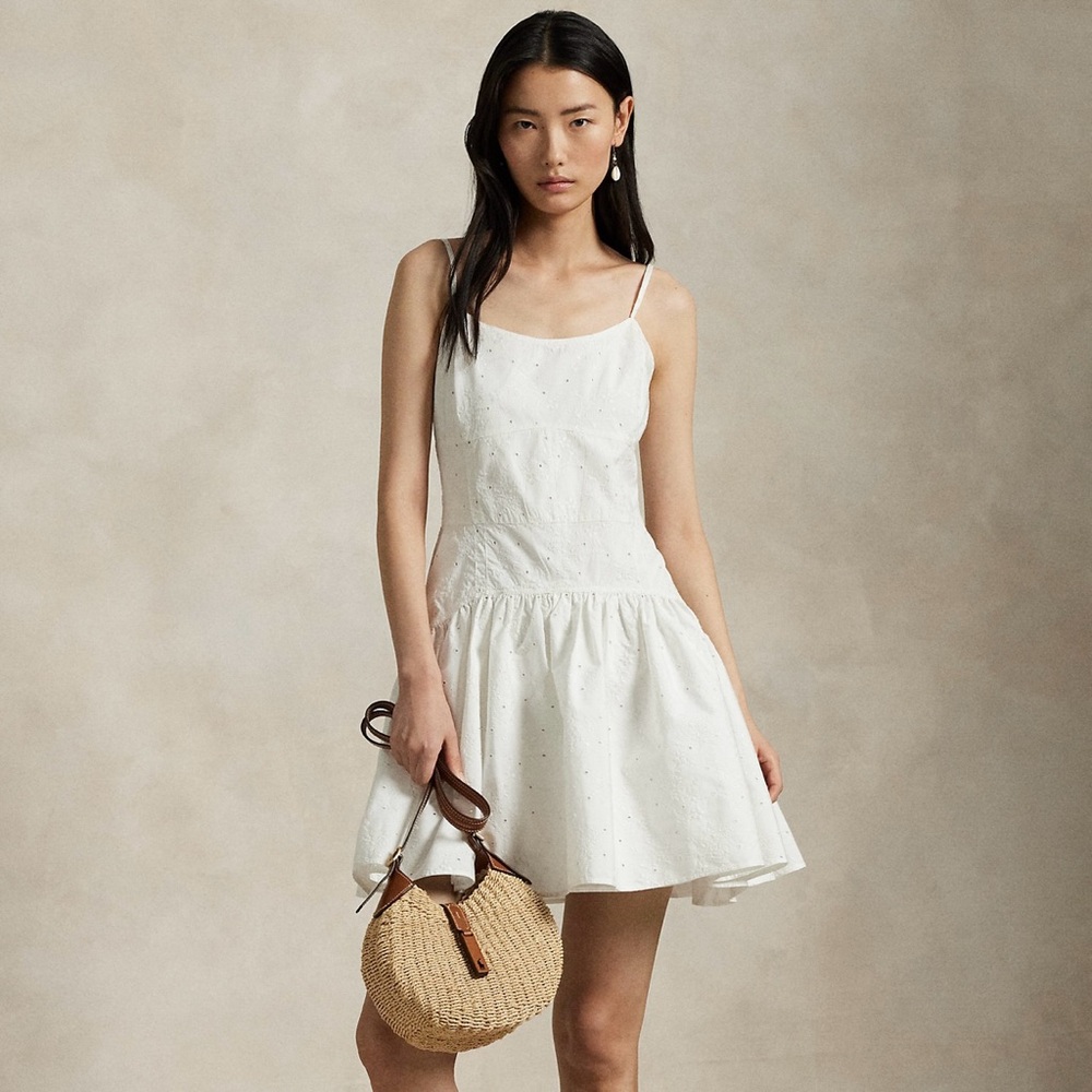 Eyelet paneled cotton dress 2